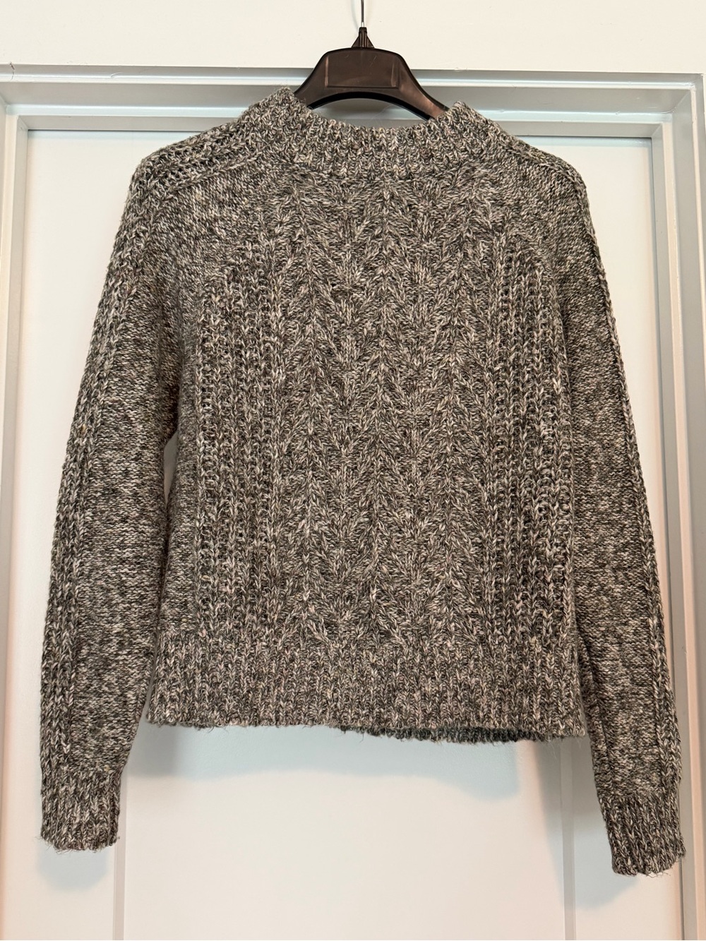 Lucky Brand Marled Gray Cable Crewneck Sweater